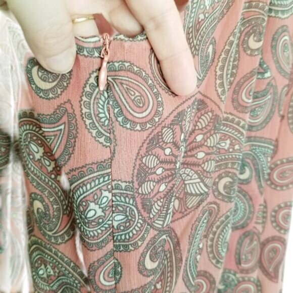 Rockford RFD Boho Paisley Print Flutter Sleeve Maxi Dress Open Back Tie Detail M - Picture 5 of 8